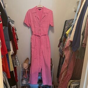 Pink Button-Up Jumpsuit